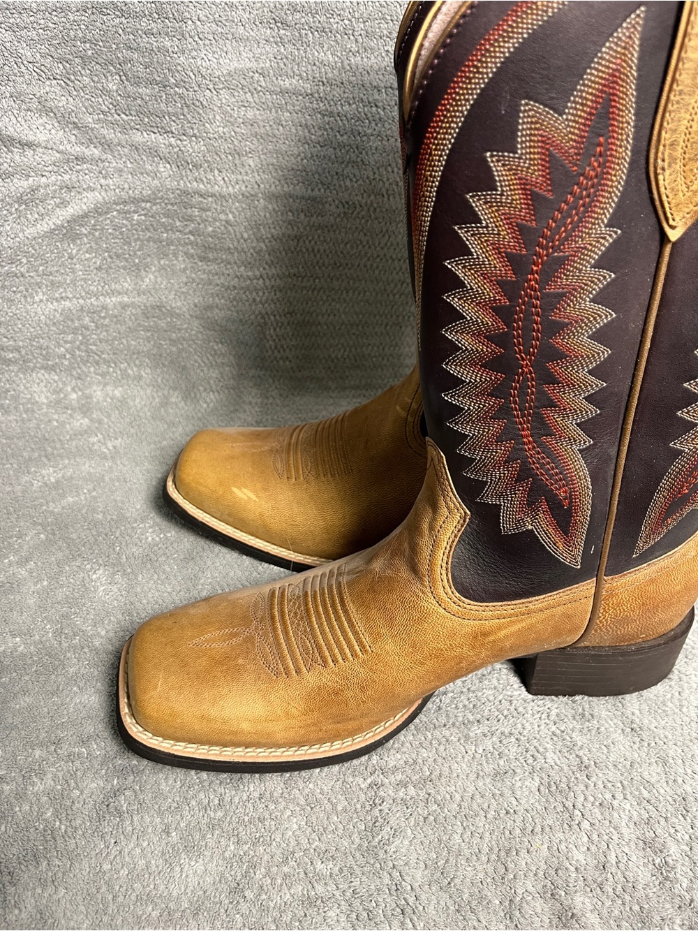 NEW Ariat QuickDraw tan and shadow purple cowboy boots women’s 9 - Picture 3 of 8